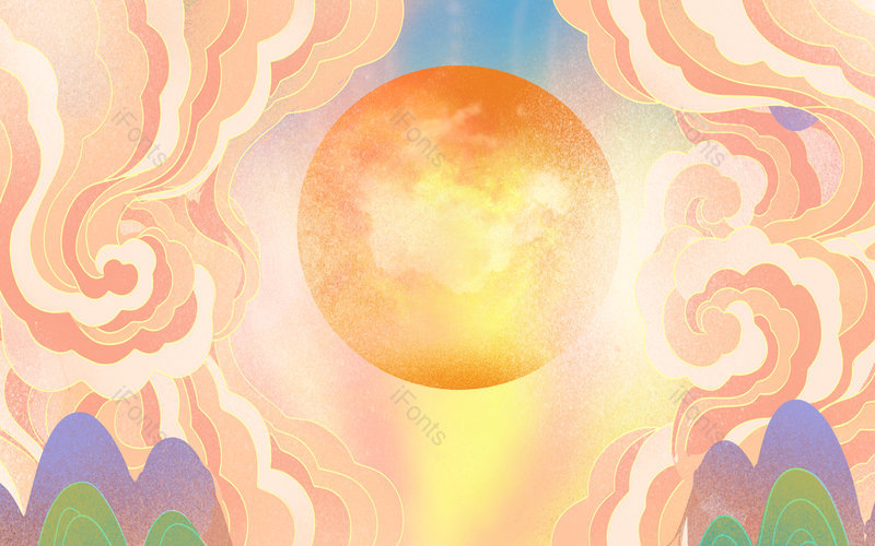 中国风国潮太阳云雾云纹古代装饰背景,插画/手绘图,插画/手绘图库,插画/手绘图下载,插画/手绘